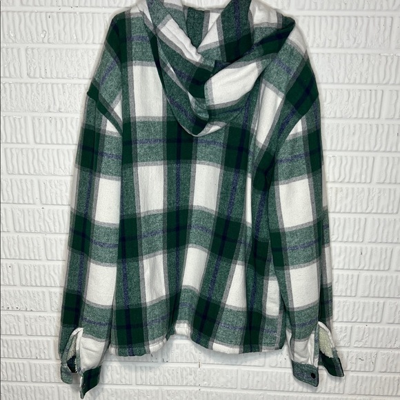 Dekomere Green and White Plaid Hooded Jacket - Picture 2 of 4